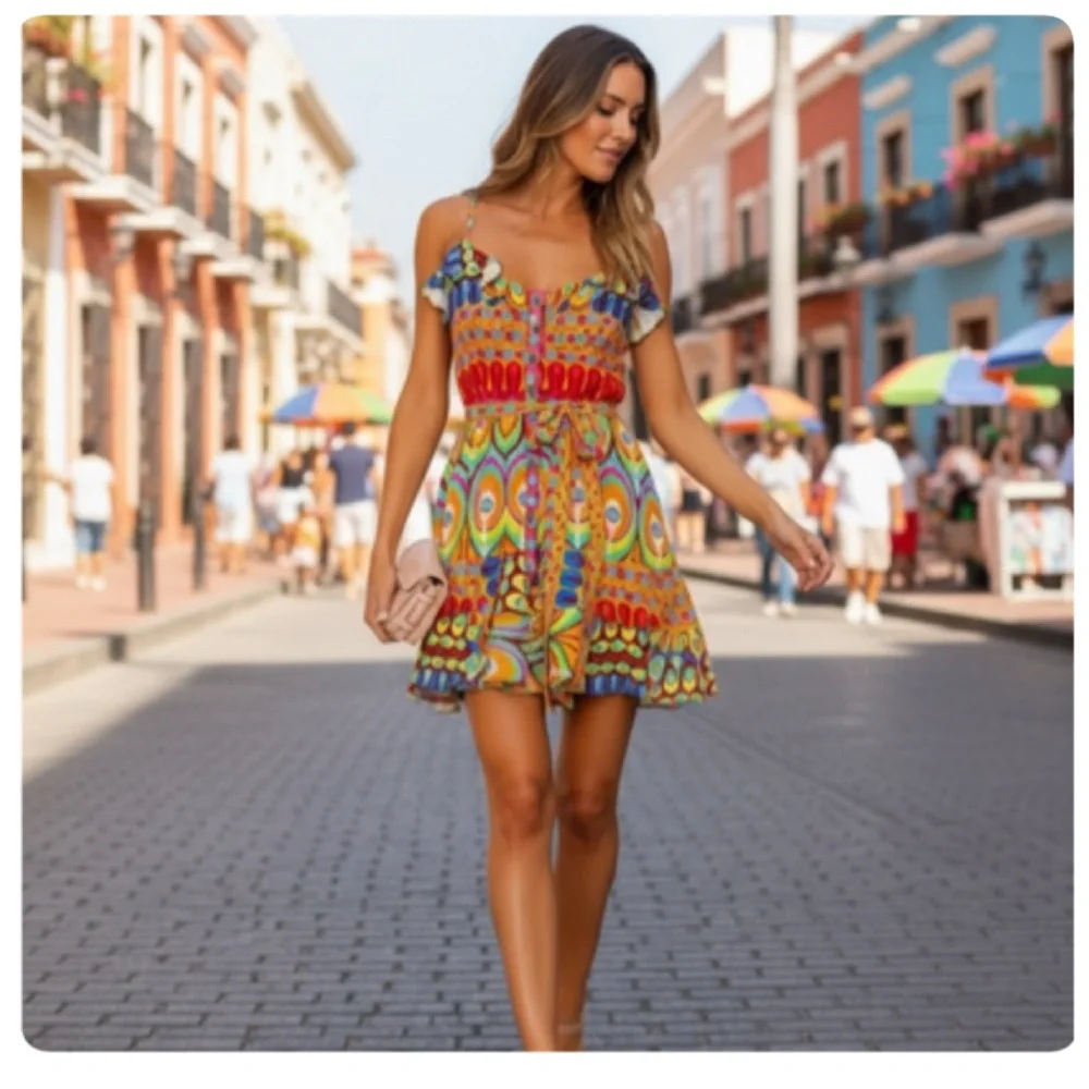 ALEXIS SIRSHA GOGO MULTI COLOR MINI DRESS SIZE MEDIUM - Picture 3 of 12